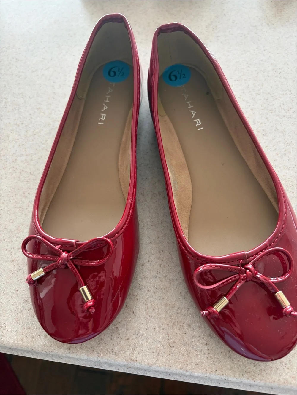 Tahari Red Patent Bow Ballet Flats